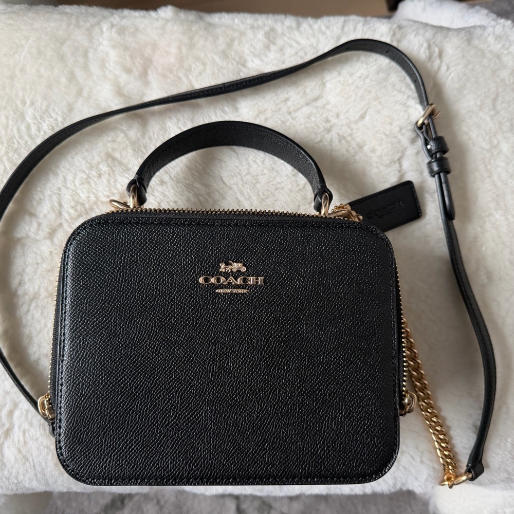 Coach Black and Gold Box Crossbody Bag